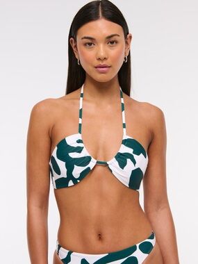 Abercrombie & Fitch Teal and White Halter Bikini Top